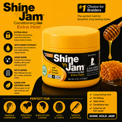 Shine 'n Jam – Conditioning Gel Extra Hold with Honey Extract, 4 oz