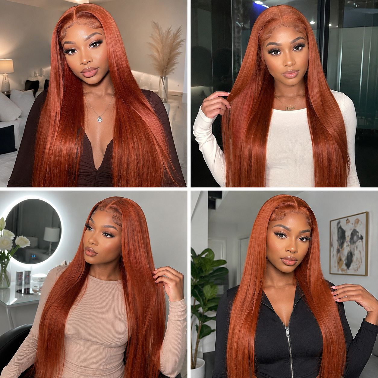 13×4 Lace Front Human Hair Wig – 30″ Straight – #33 Auburn Brown – 150% Density Clessenza Beauty Store