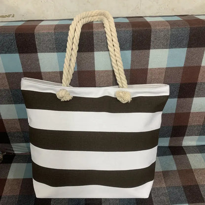 Striped Shoulder Pattern Beach Bag (color F)