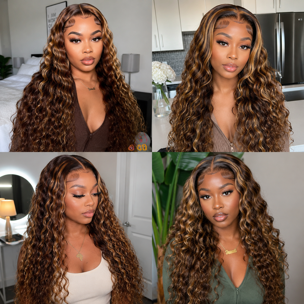 13×4 Lace Front Human Hair Wig – 24″ Water Wave – #4/27 – 180% Density Clessenza Beauty Store