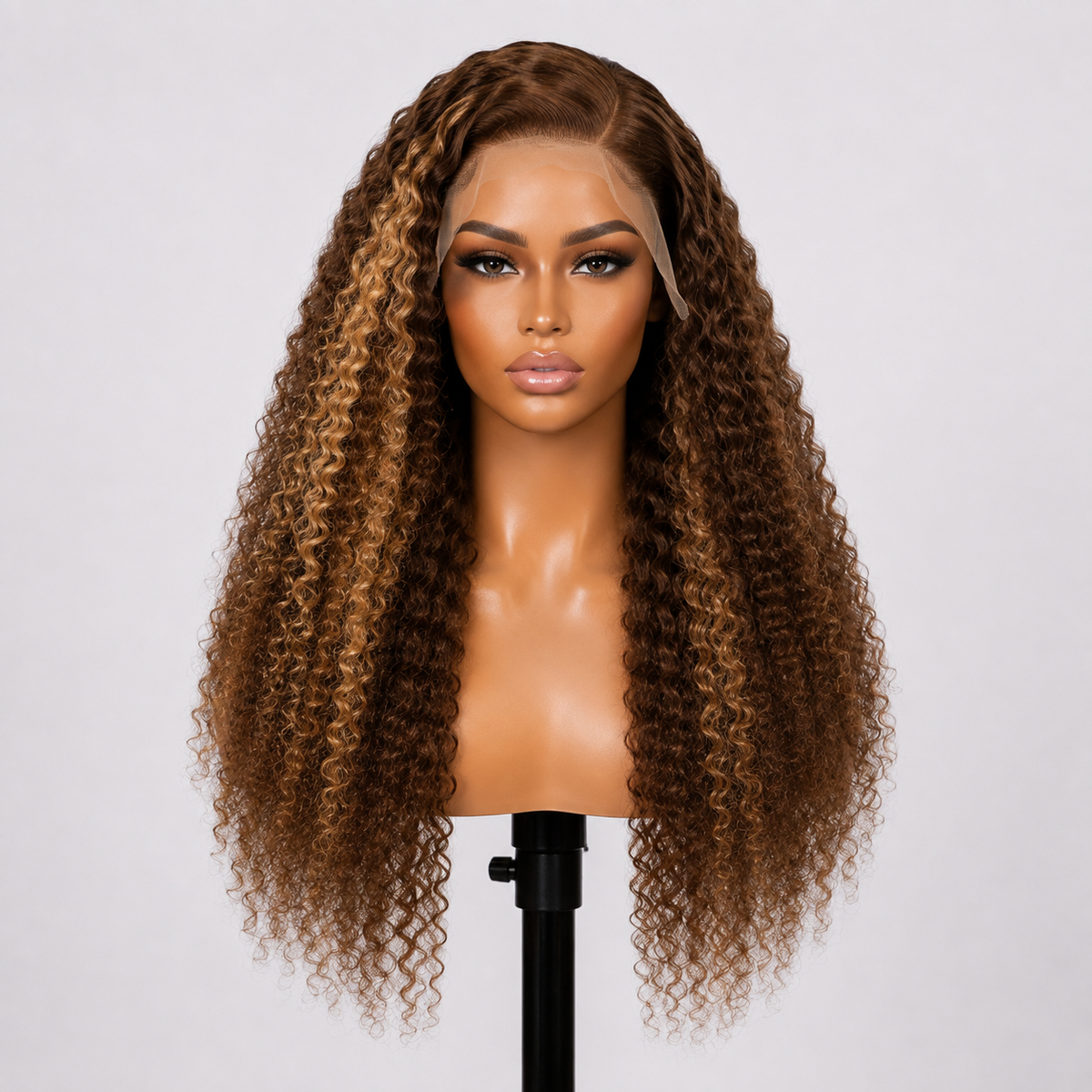 13×4 Lace Front Human Hair Wig – 24″ Kinky Curly – #4/27 – 180% Density Clessenza Beauty Store