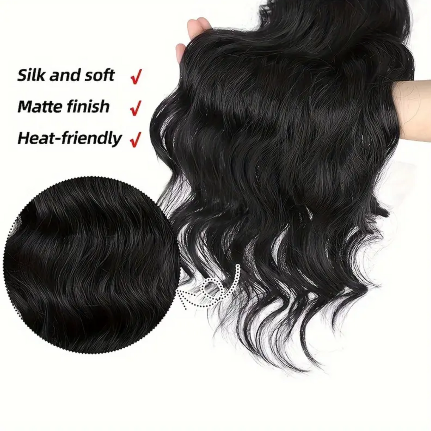 Ultimate Elegance: 16-inch Long Luxurious Natural Human Hair Body Wave Wrap Around Clip In, Ponytail Extension