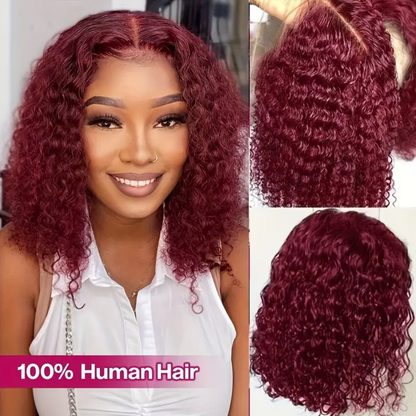 5x6 Lace Frontal Kinky Curly Glueless Human Hair Wig - 180% Density, 16 inches