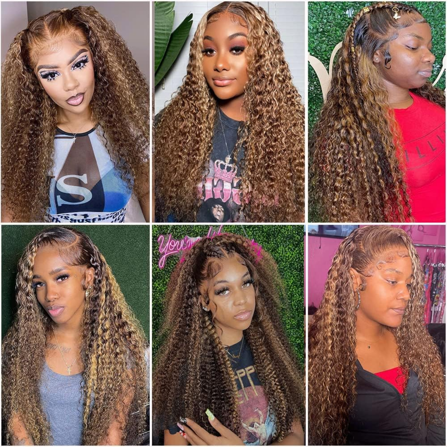 13x4 Lace Frontal Kinky Curly Human Hair Wig - #4/27, Density 180%, 24 inches