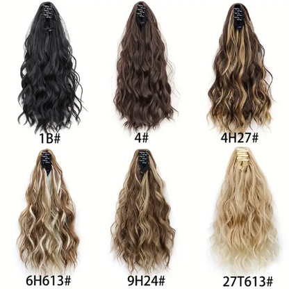 14 Inches Water Wave Curly Synthetic Clip In Ponytail Extension