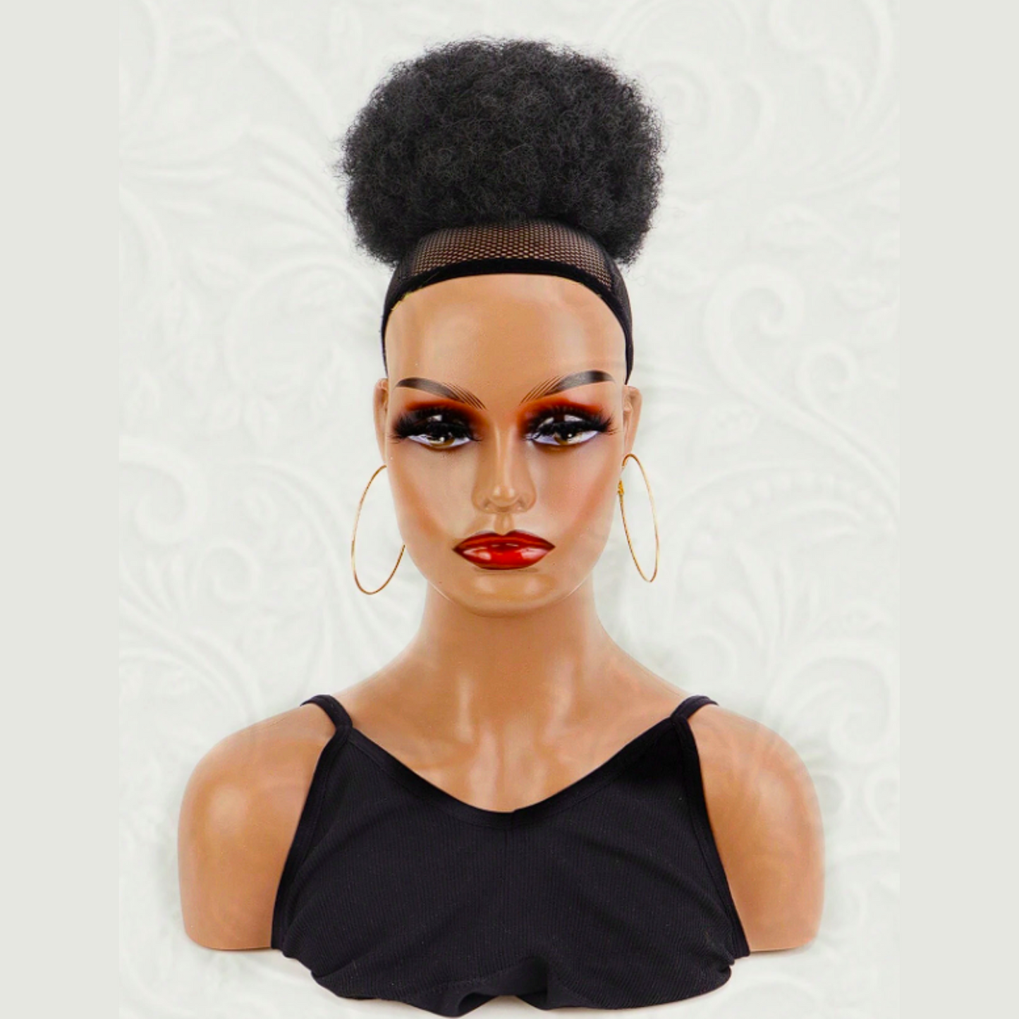 Short African Curly Synthetic Hair Bun Drawstring Ponytail Extension (Black & Brown)