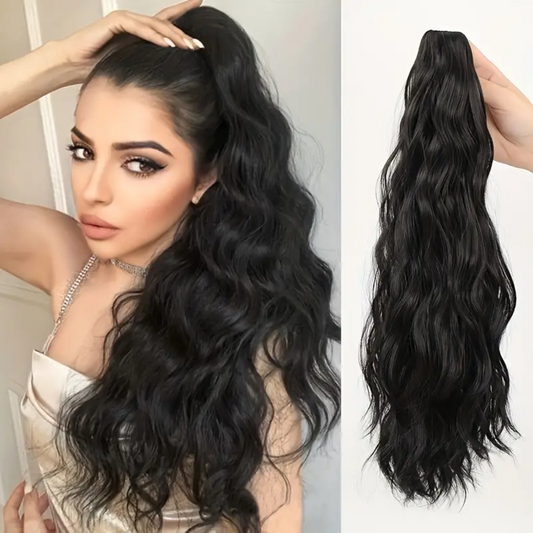 Effortless 16 inch Curly Wavy Ponytail Extension w/ Clip In Hair for Fabulous Women