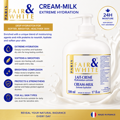 Fair & White Paris – Original Cream-Milk Extreme Hydration Body Lotion with Pump, 500 mL Fair & White Paris