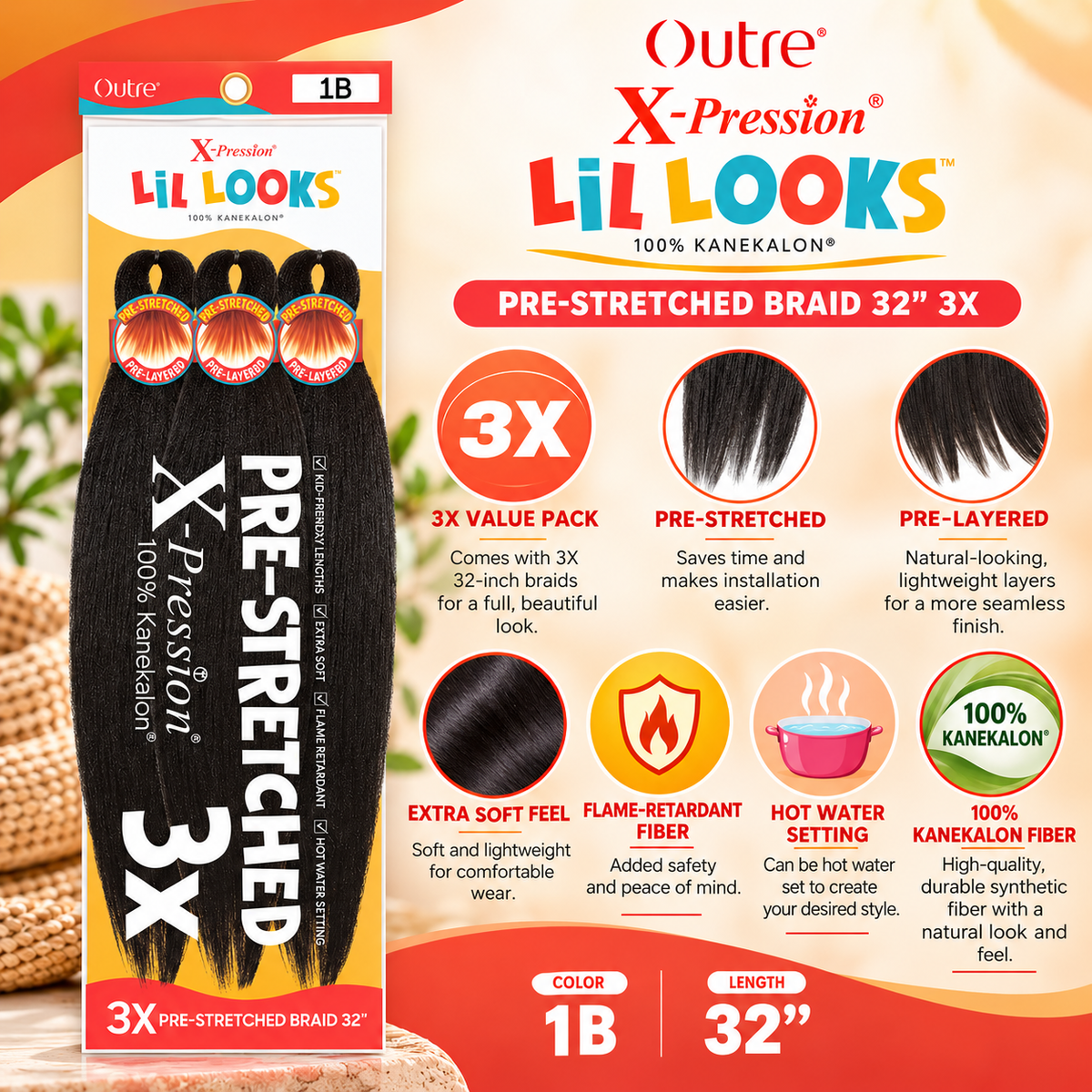 Outre – X-PRESSION - LIL LOOKS PRE-STRETCHED BRAID 32" 3X OUTRE