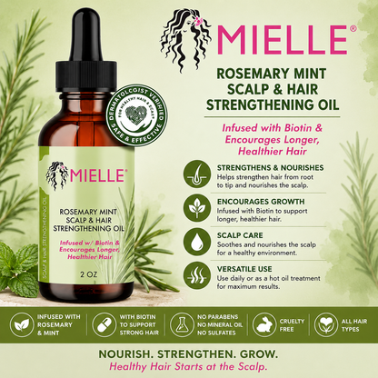 Mielle – Rosemary Mint Scalp & Hair Strengthening Oil with Biotin, 2 fl oz