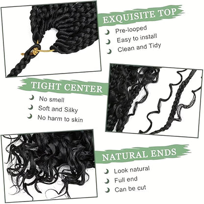 Boho Goddess Crochet Braids 12″ – Curly-End Protective Braiding Hair for Natural Hairstyles Clessenza Beauty Store