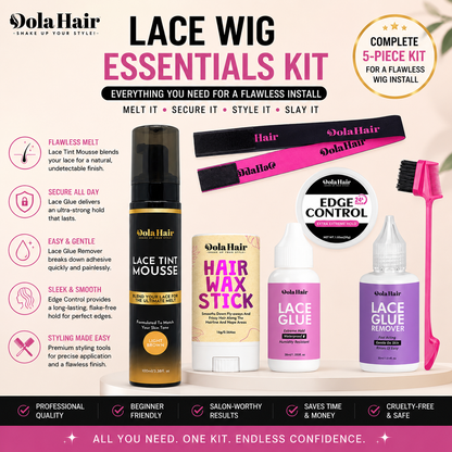 DolaHair Lace Wig Essentials Kit – Lace Tint Mousse, Glue, Remover, Edge Control & Styling Tools
