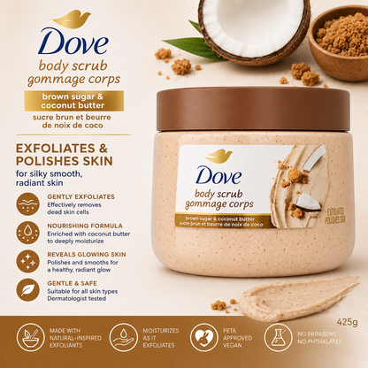 Dove – Exfoliating Body Scrub Brown Sugar & Coconut Butter, 425g