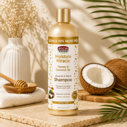 African Pride – Moisture Miracle Honey & Coconut Oil Nourish & Shine Shampoo, 16 fl oz African Pride