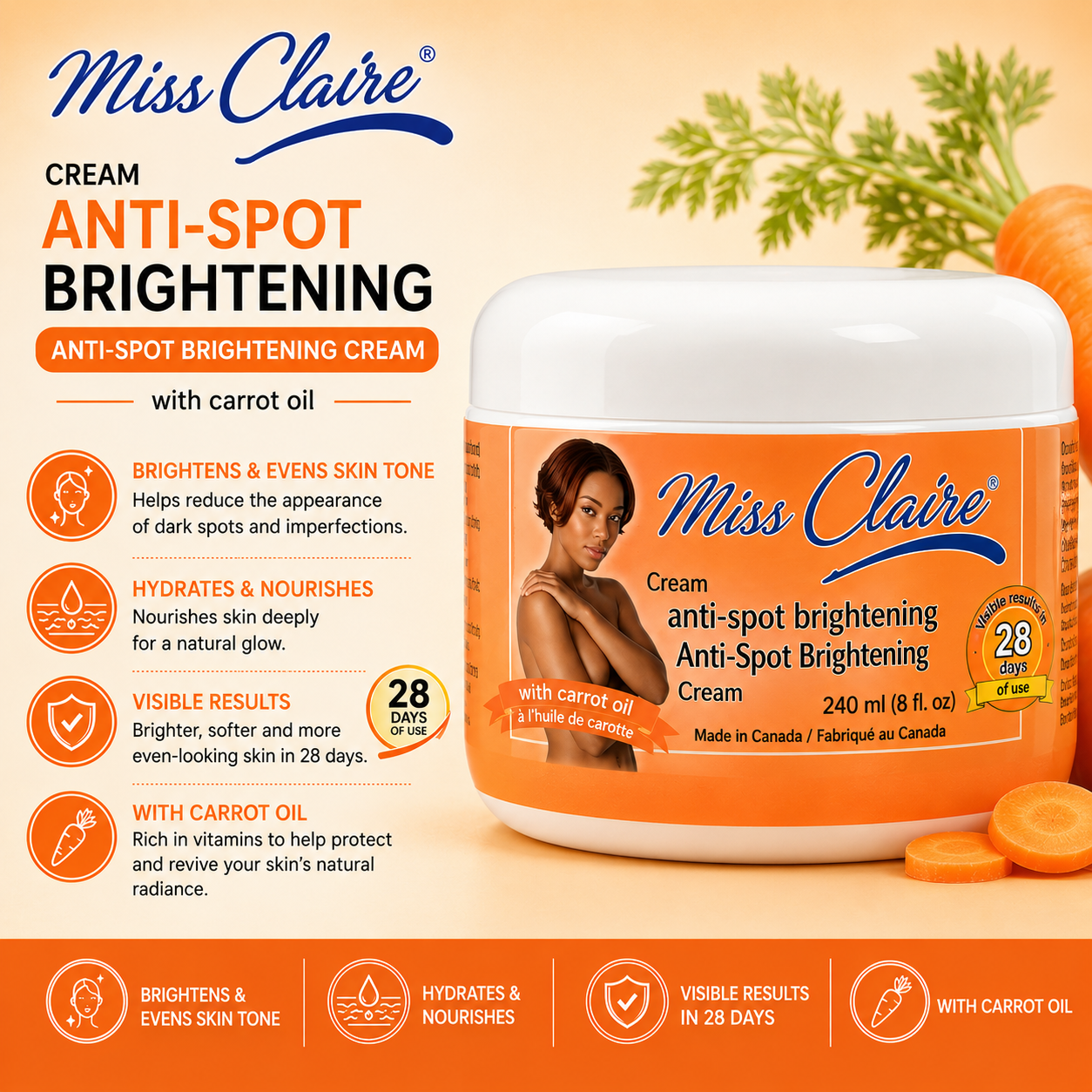 Miss Claire – Anti-Spot Brightening Cream, 240ml