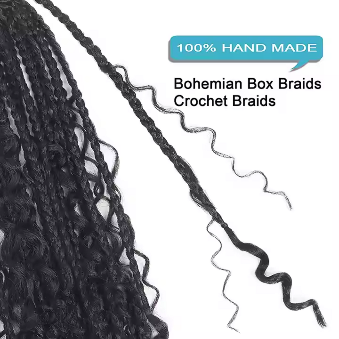 14 Inches Goddess Bohemian Synthetic Crochet Box Braid Hair w/ Curly Ends, 1B#