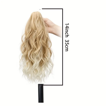 14 Inches Water Wave Curly Synthetic Clip In Ponytail Extension