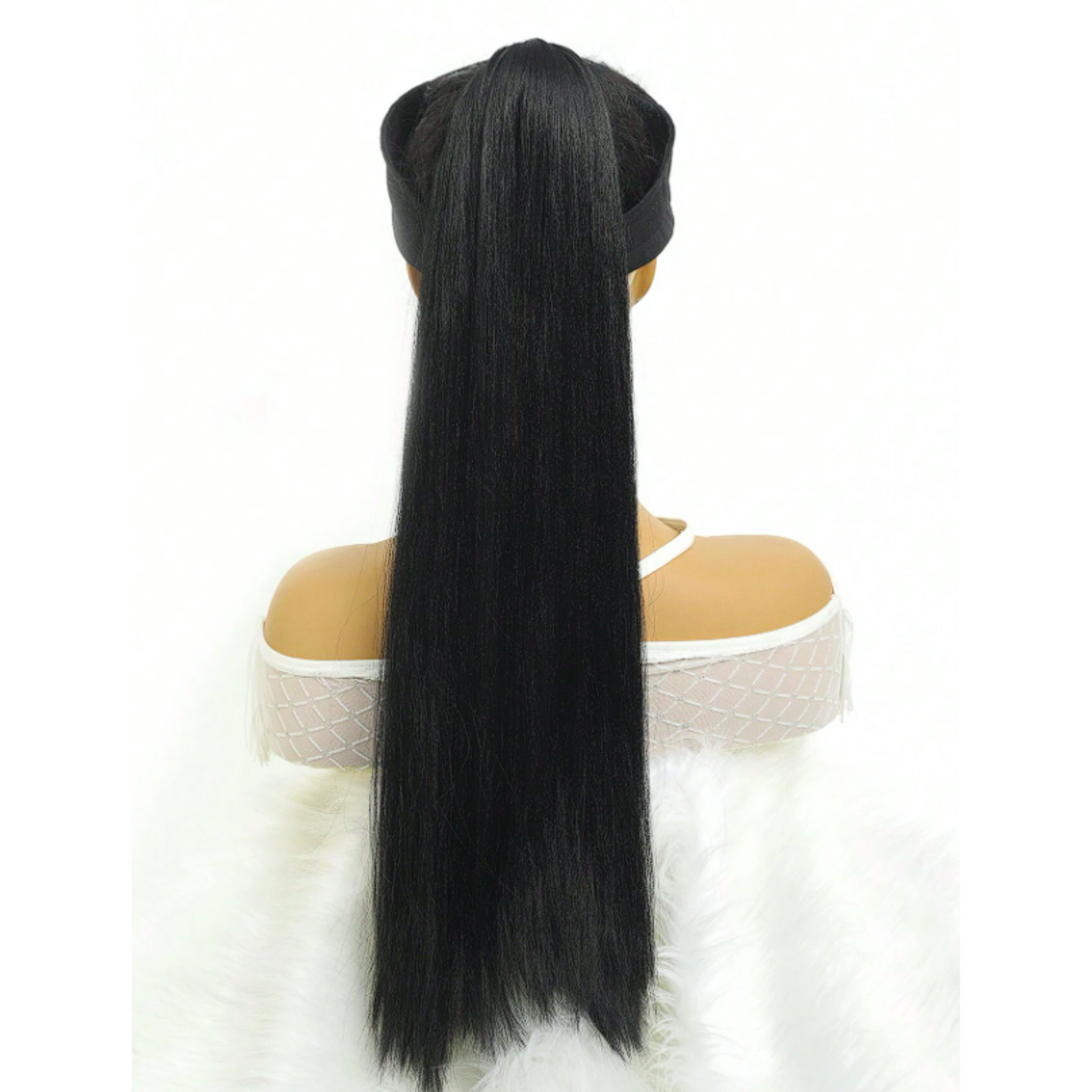 24-Inch Heat Resistant Straight Synthetic Ponytail Extensions w/ Elastic Band