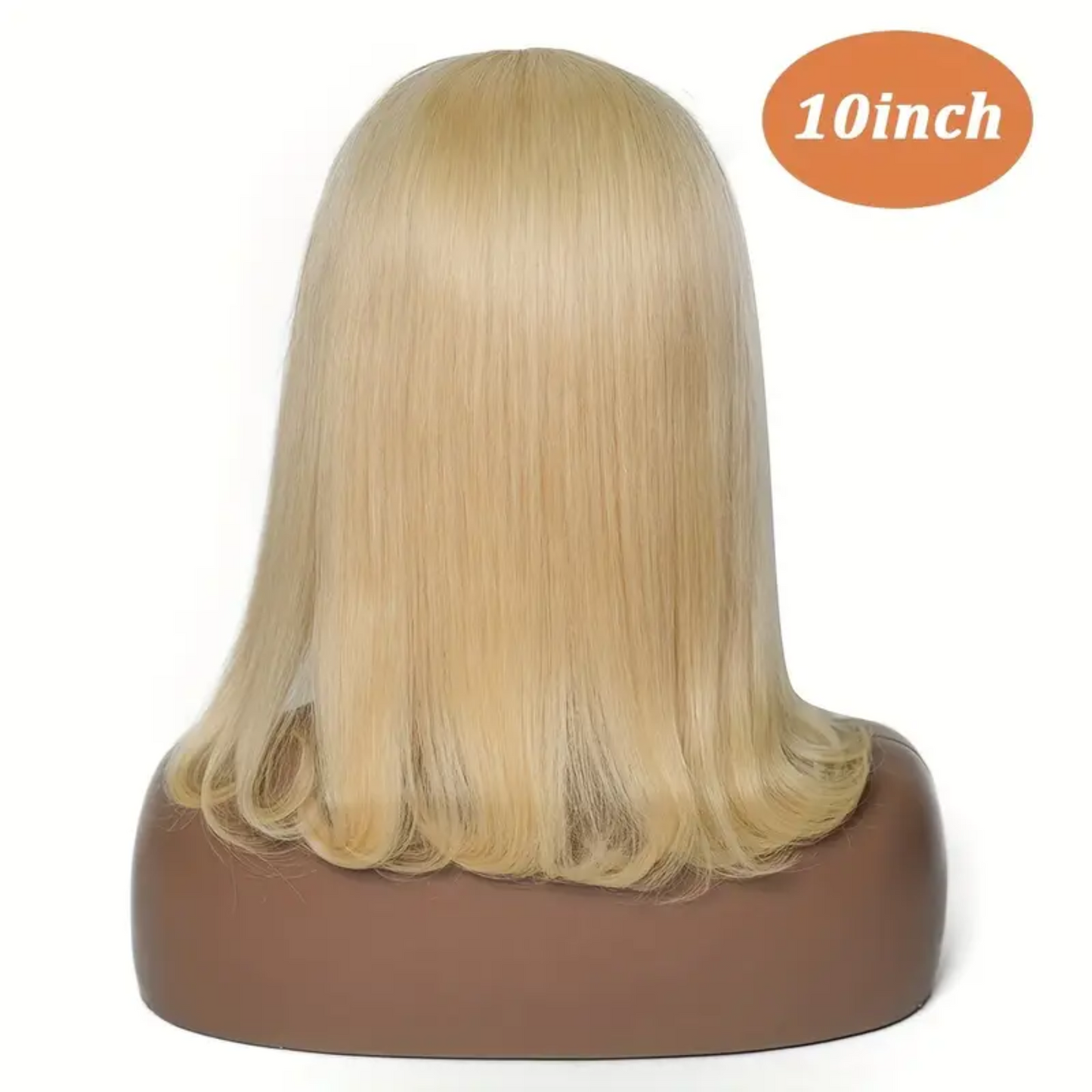 Splendid Blonde Human Hair Bob Wig - 13x4 Lace Frontal, #613, 10 inches