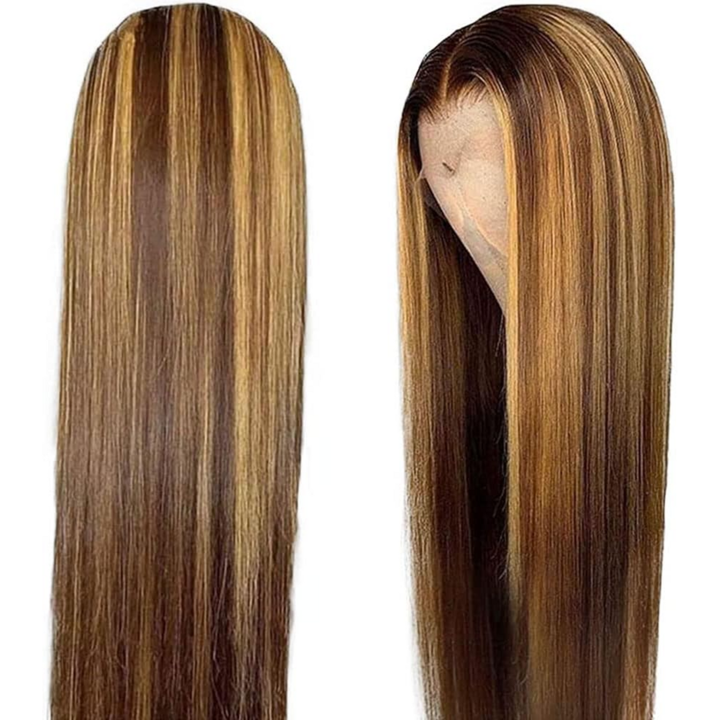 13x4 Lace Frontal Straight Human Hair Wig - Piano Color (4/27), 24 Inches