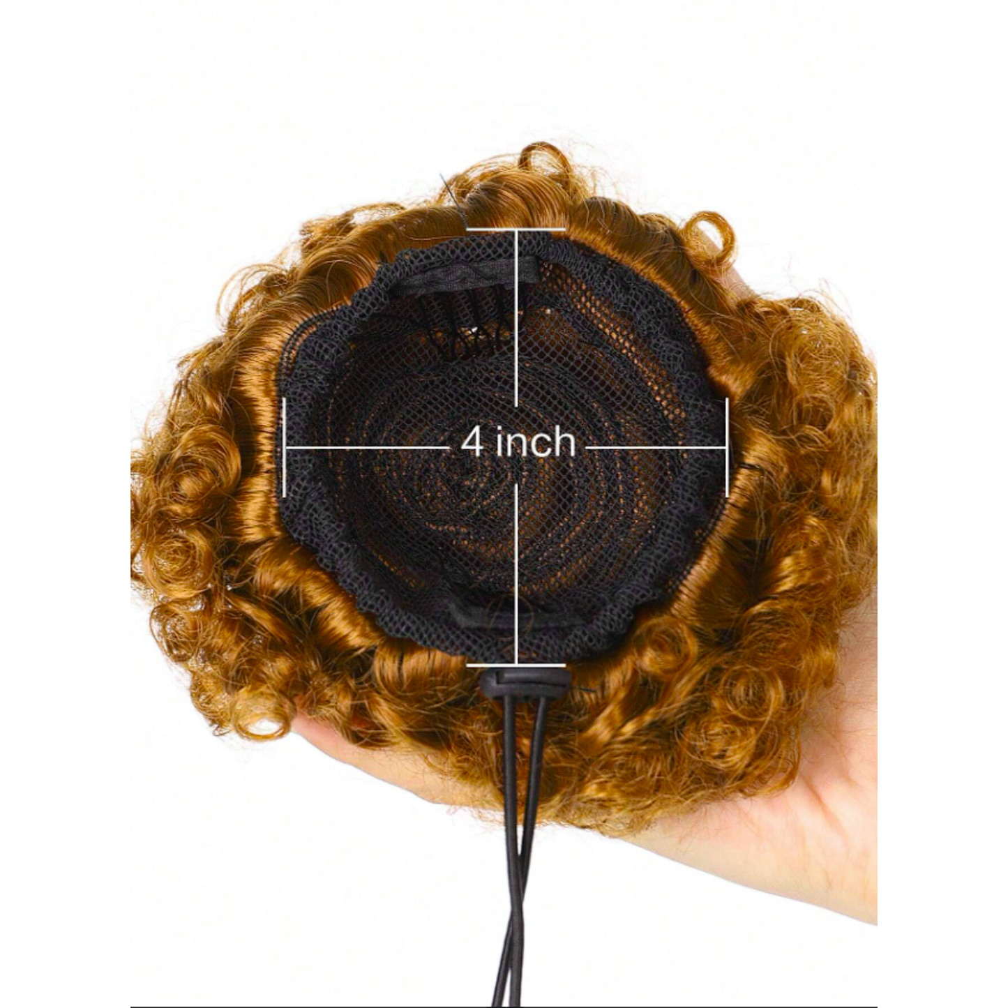 4 inch Afro Puff Drawstring Synthetic Hair Bun Curly Ponytail Extension (Light Brown)