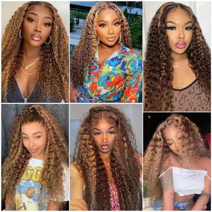 13x4 Lace Frontal Water Wave Human Hair Wig - 24 inches