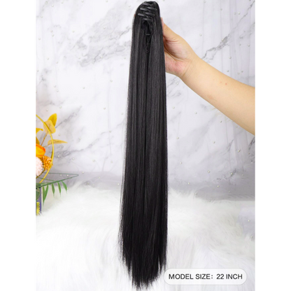 Sleek and Chic 18-Inch Long Natural Straight Clip-in Tail Ponytail Extension