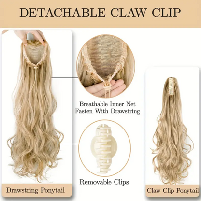 22 Inches Synthetic Curly Wavy Claw Clip Ponytail Extension