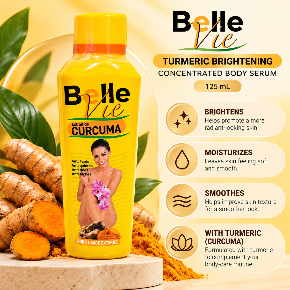 Belle Vie – Turmeric Brightening Concentrated Body Serum, 125 mL Belle Vie