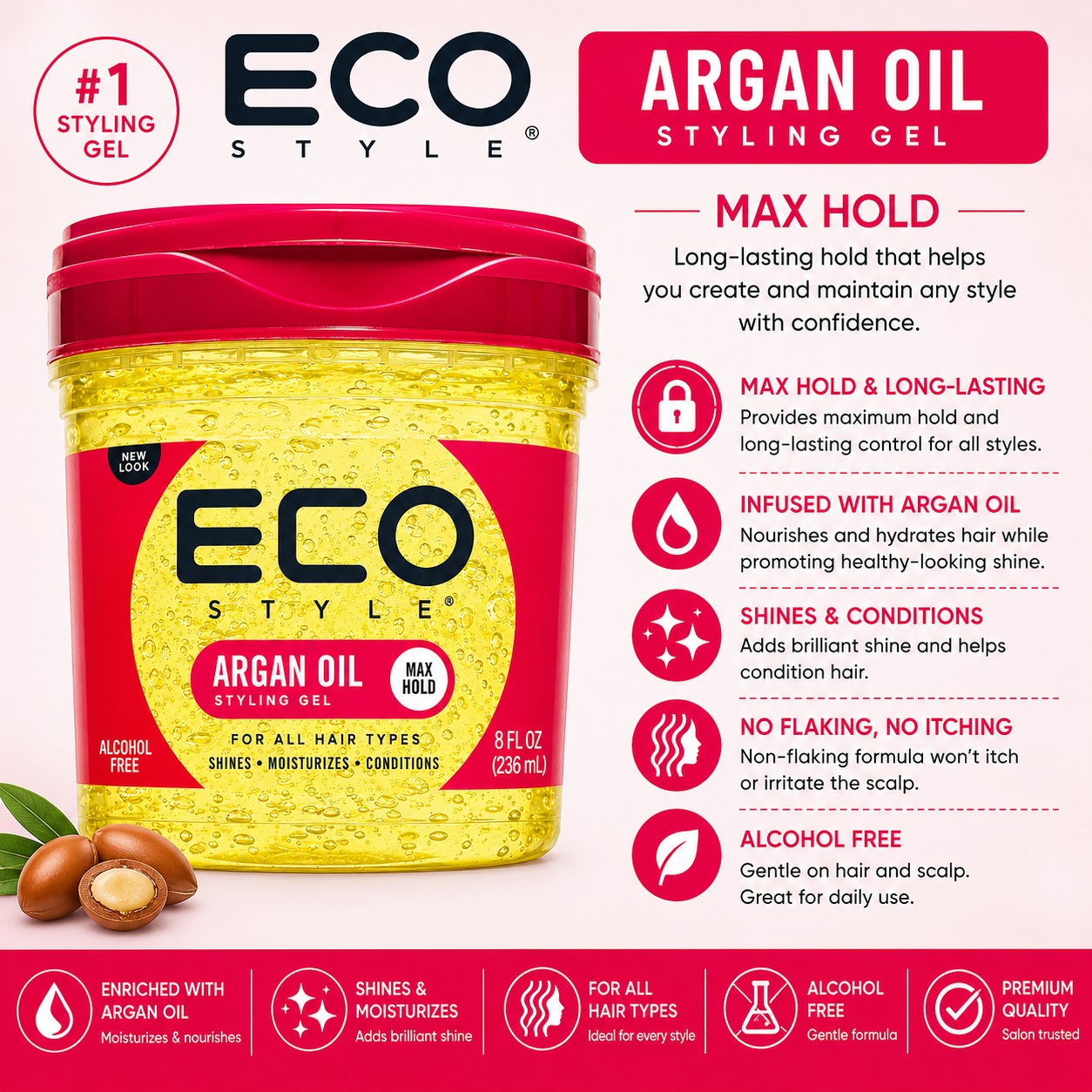 Eco Style – Argan Oil Styling Gel ECO STYLE