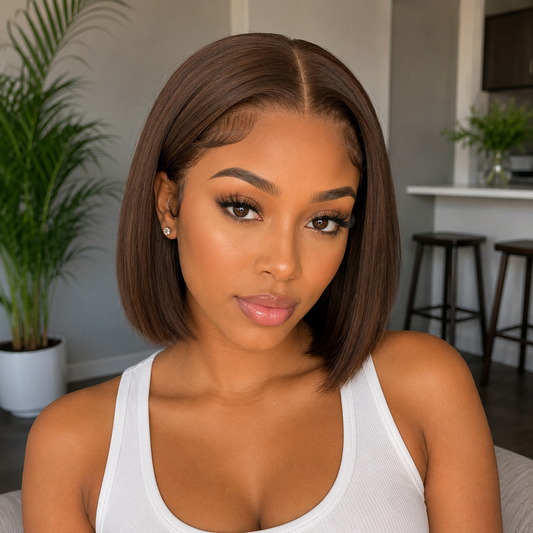 13x4 HD Lace Front Human Hair Bob Wig – Straight 10″ #4 Natural Brown Clessenza Beauty Store