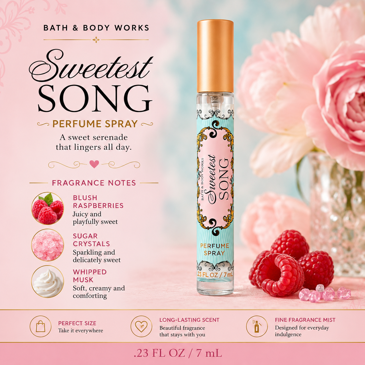 Bath & Body Works – Sweetest Song Perfume Spray, 7 mL