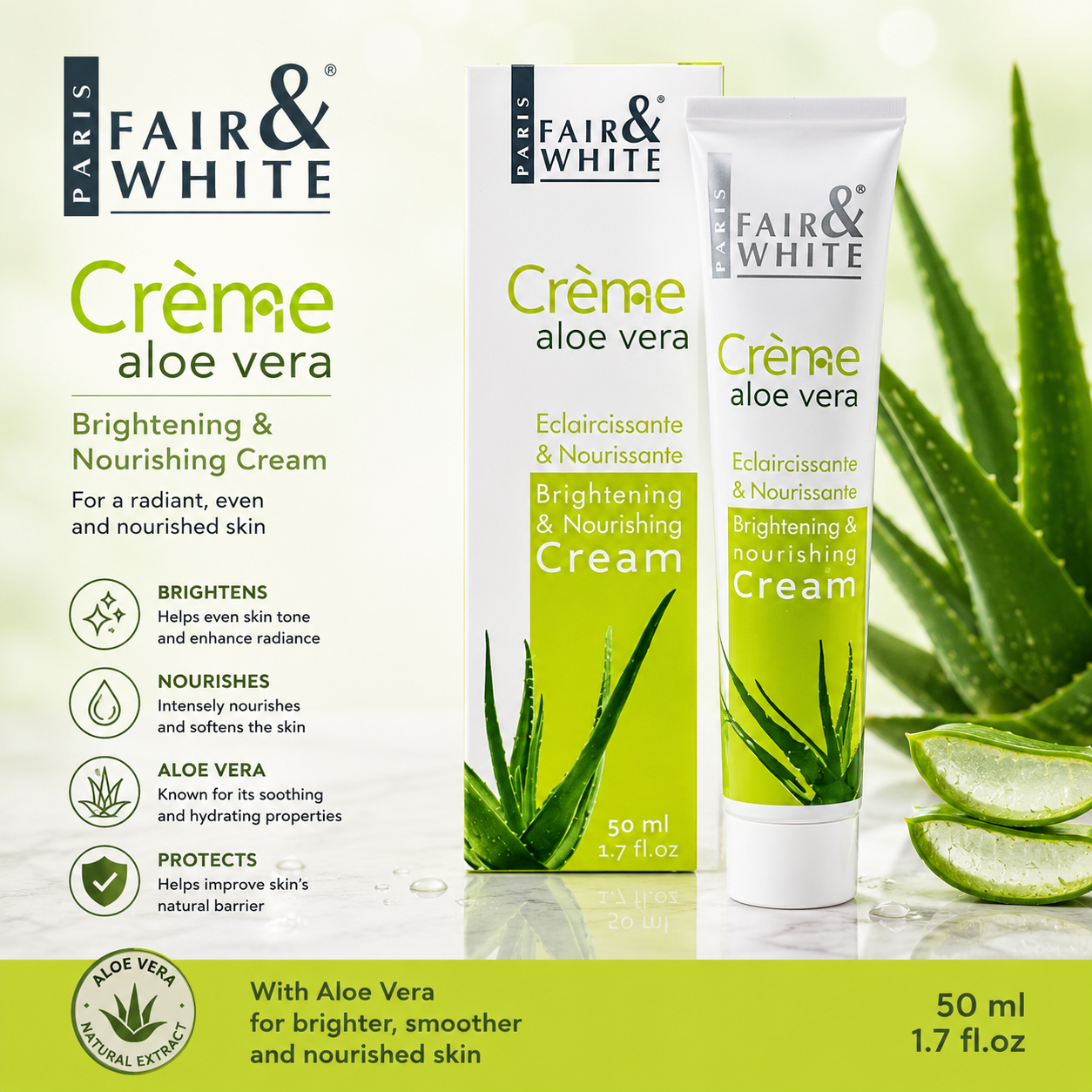 Fair and White – Original Aloe Vera Brightening & Nourishing Cream, 50 mL