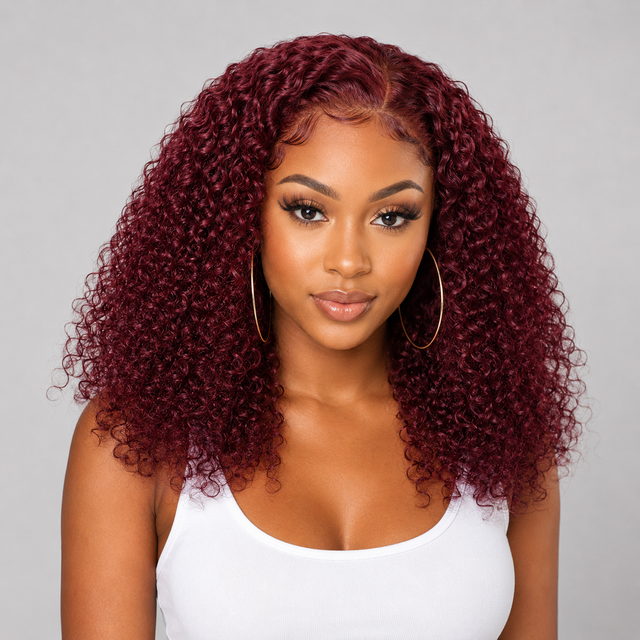 5×6 Jerry Curly Human Hair Wig 16” – 99J Burgundy HD Lace Wig
