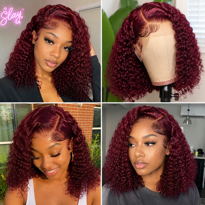 5×6 Closure Human Hair Wig – Jerry Curly 16″ – 99J Burgundy Clessenza Beauty Store
