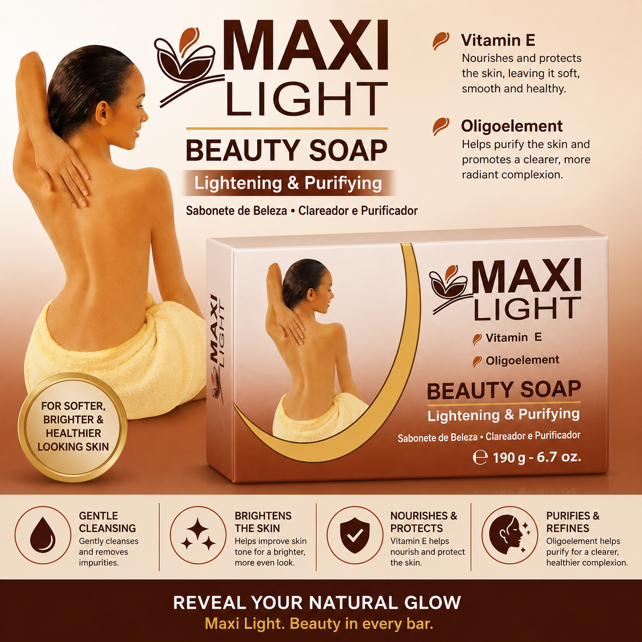 Maxi Light – Beauty Soap with Vitamin E, 190g