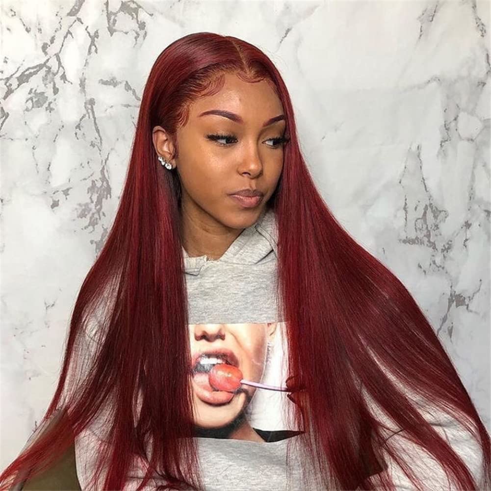 Perruque Lace Front en Cheveux Humains Lisses 99J – 26 po