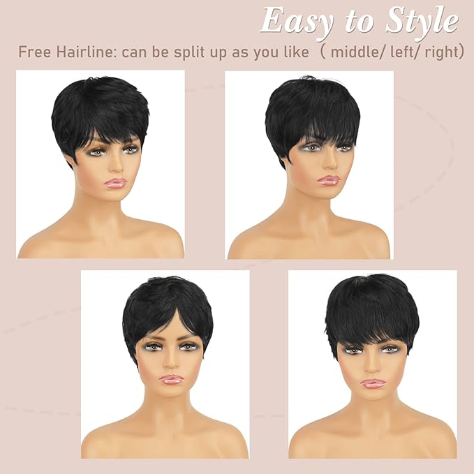 Chic with Our 13x1 Natural Color Pixie Human Hair Wig