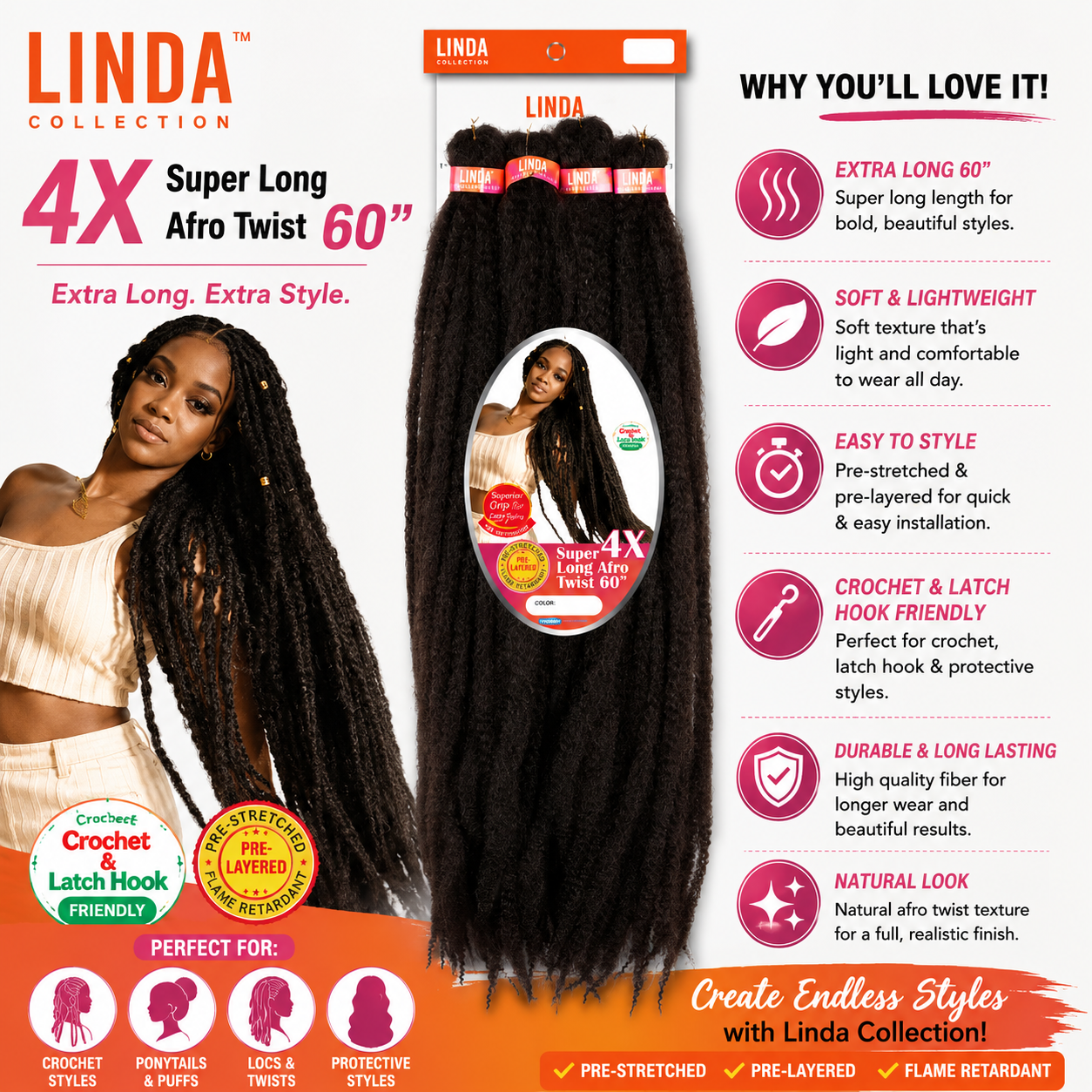 SUPRÊME Hair – 4X Afro Twist Extra Long 60 po