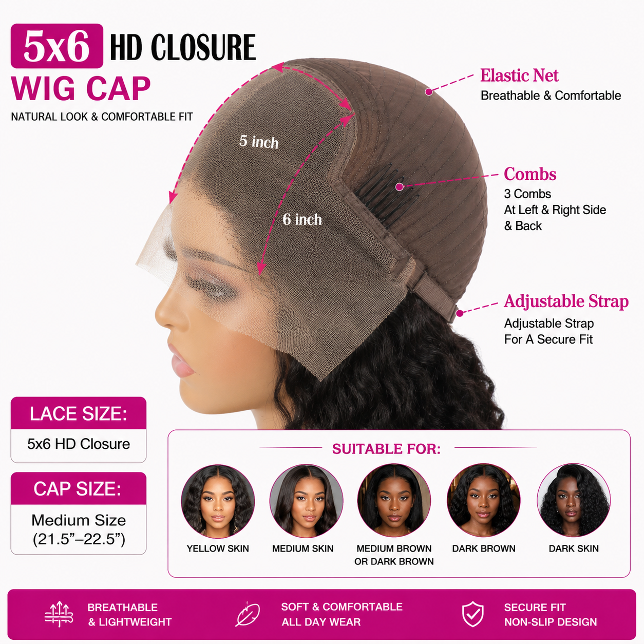16″ 5x6 HD Closure Jerry Curly Human Hair Wig – 99J Burgundy, Pre-Plucked, 180% Density Clessenza Beauty Store