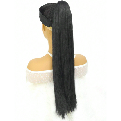 24-Inch Heat Resistant Straight Synthetic Ponytail Extensions w/ Elastic Band