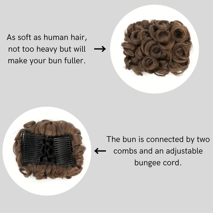 6 inch Messy Bun Curly Synthetic Combs In Ponytail Extension (Medium Ash Brown)