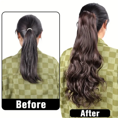 22 Inches Synthetic Curly Wavy Claw Clip Ponytail Extension