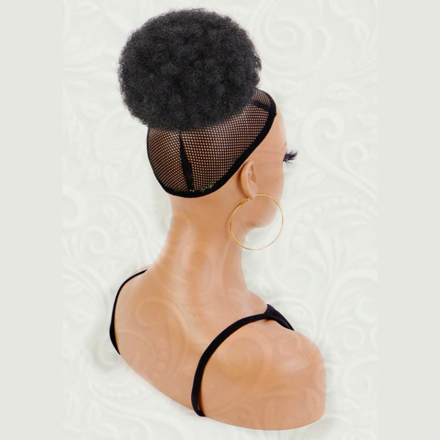 Short African Curly Synthetic Hair Bun Drawstring Ponytail Extension (Black & Brown)