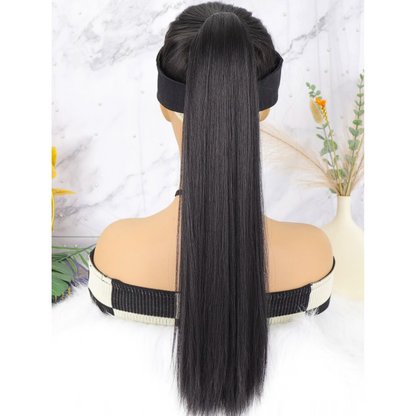 Sleek and Chic 18-Inch Long Natural Straight Clip-in Tail Ponytail Extension