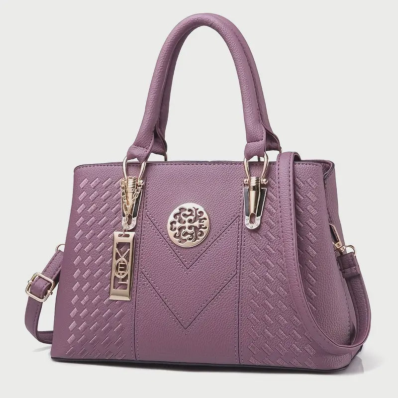 Elegant Embroidered Women's Handbag (Purple)