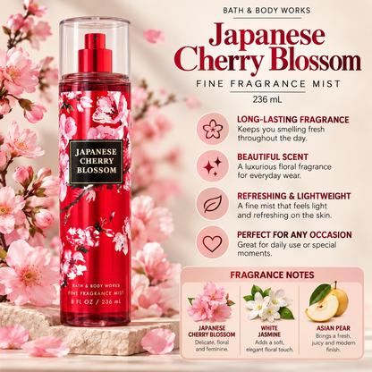 Bath & Body Works – Japanese Cherry Blossom Fine Fragrance Mist, 236 mL Bath & Body Works