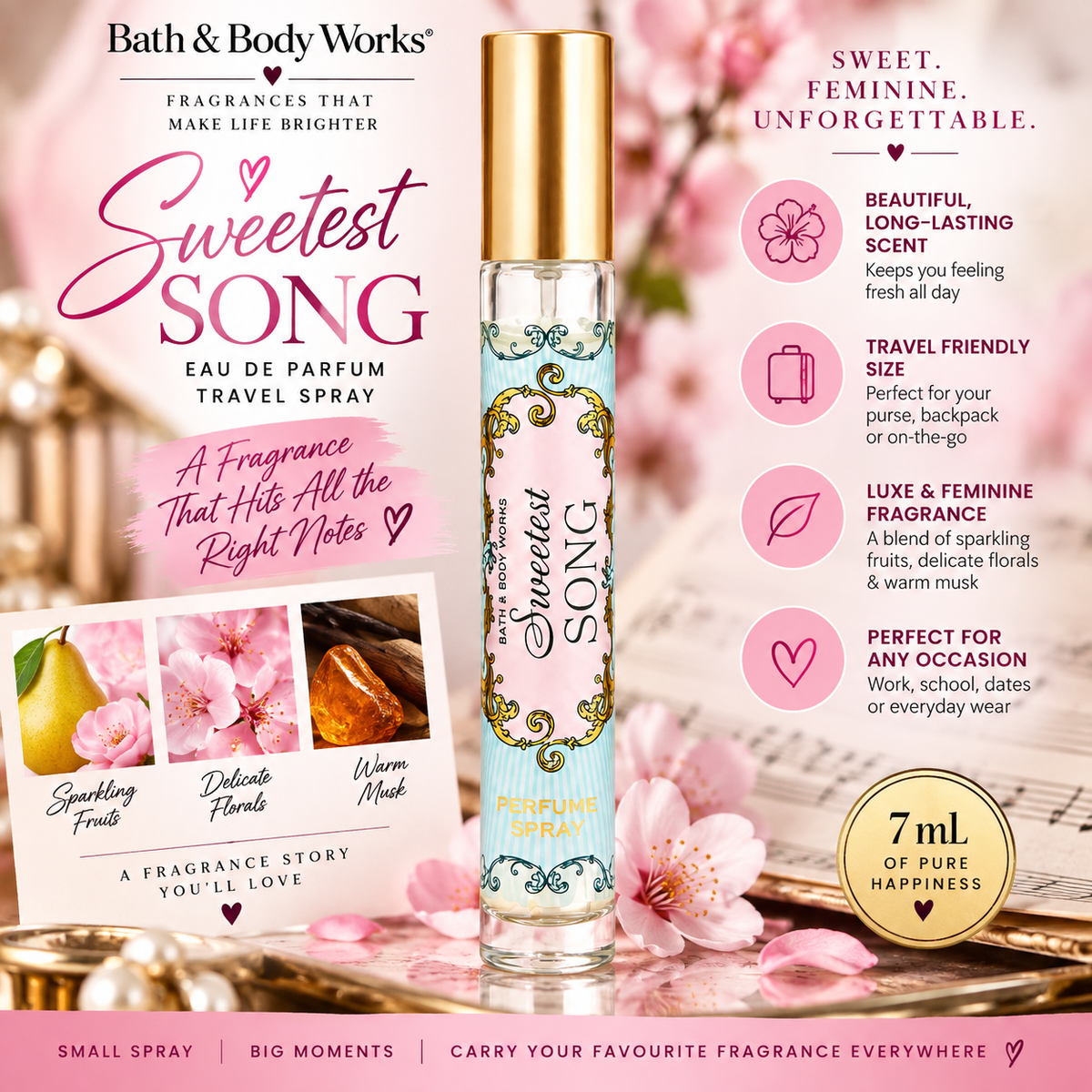 Bath & Body Works – Sweetest Song Eau de Parfum Travel Spray, 7 mL Bath & Body Works