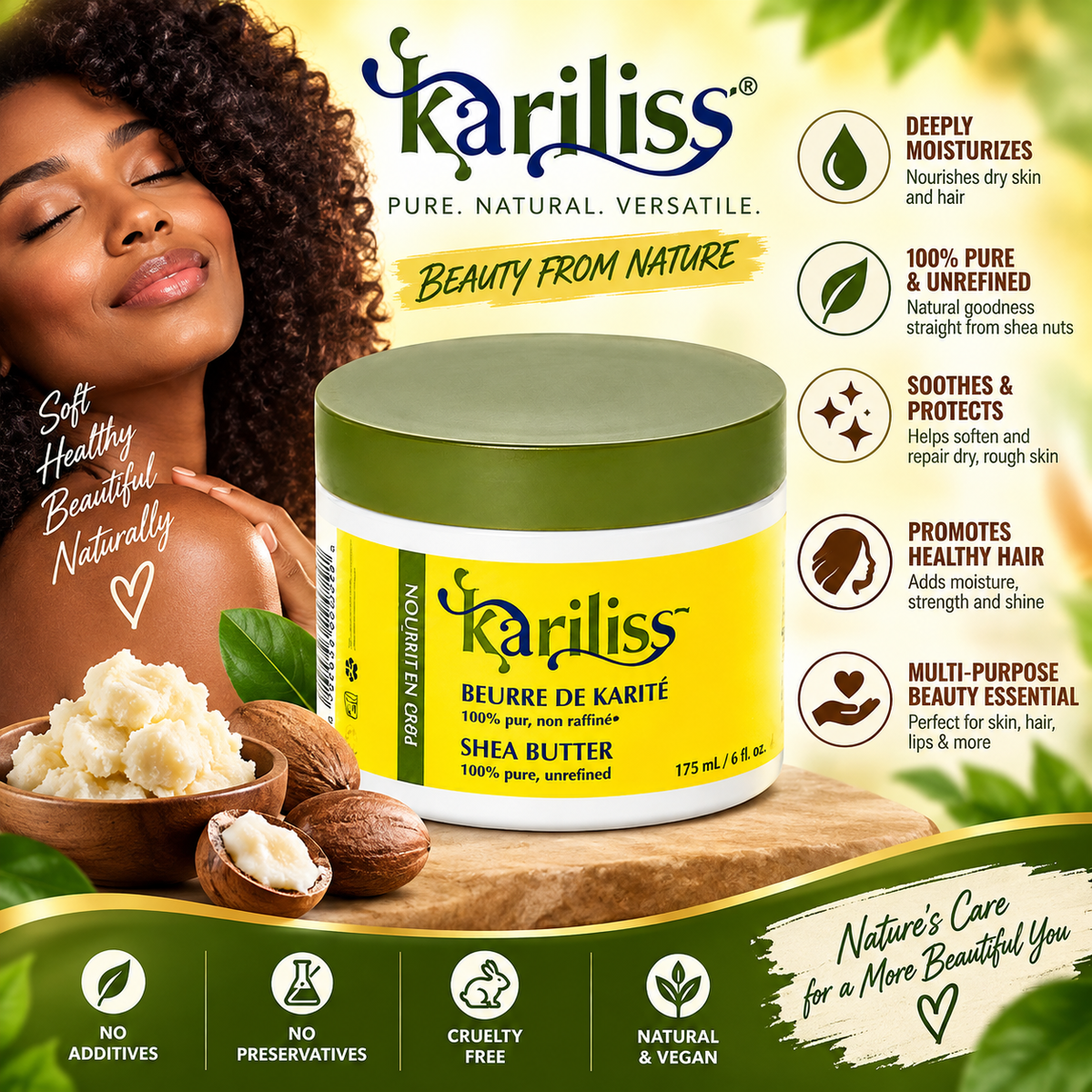 Kariliss – 100% Pure Unrefined Shea Butter, 175 mL Kariliss