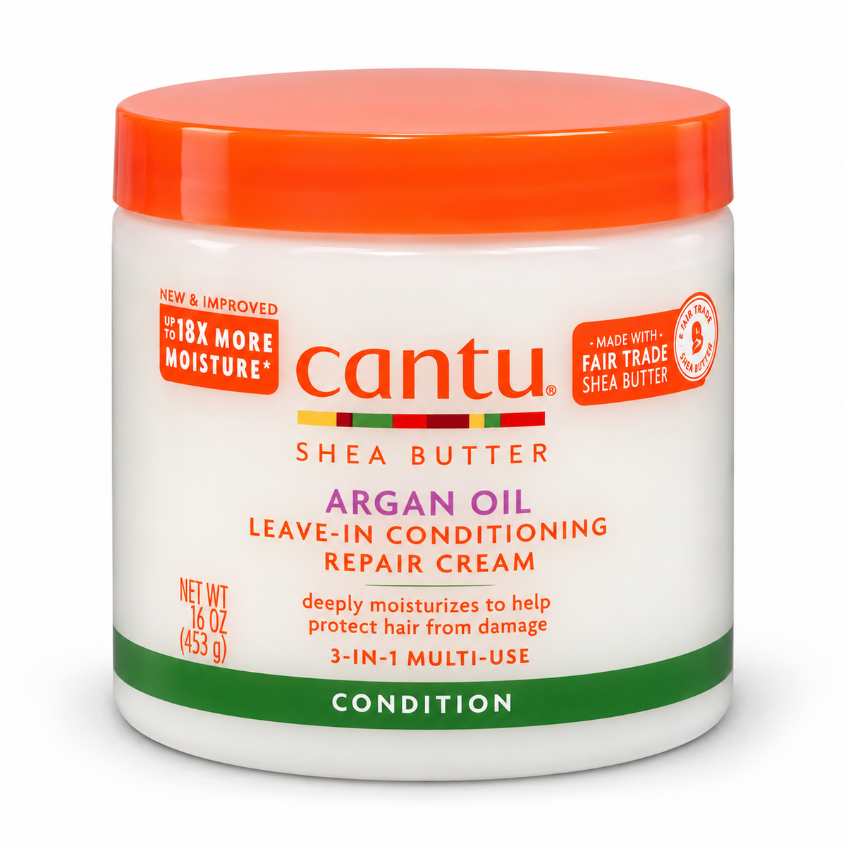 Cantu – Shea Butter Argan Oil Leave-In Conditioning Repair Cream, 16 Oz Cantu